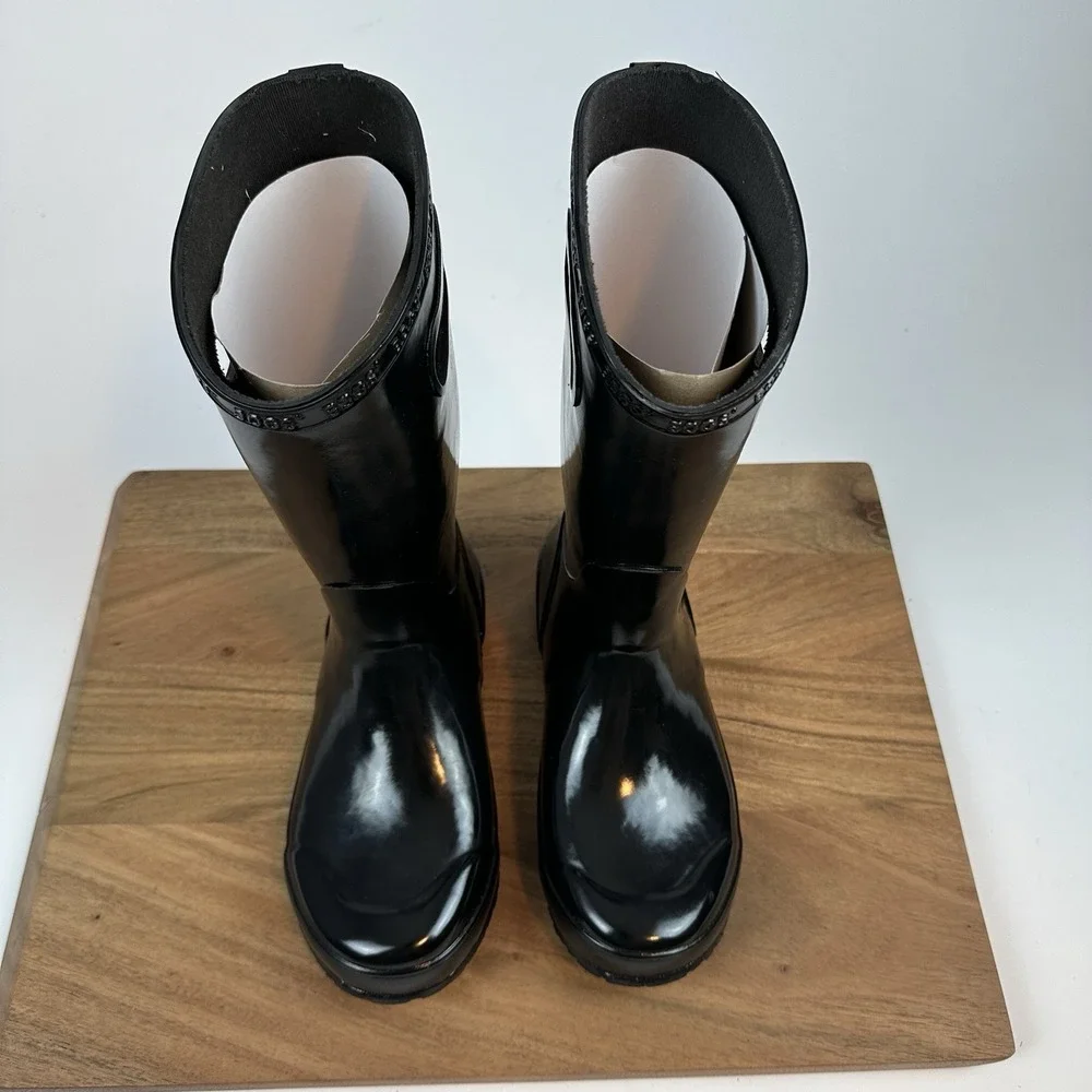 New‎ Big Kids Childrens Bogs Solid Black Waterproof Rubber Rain Boots Size 4 Y